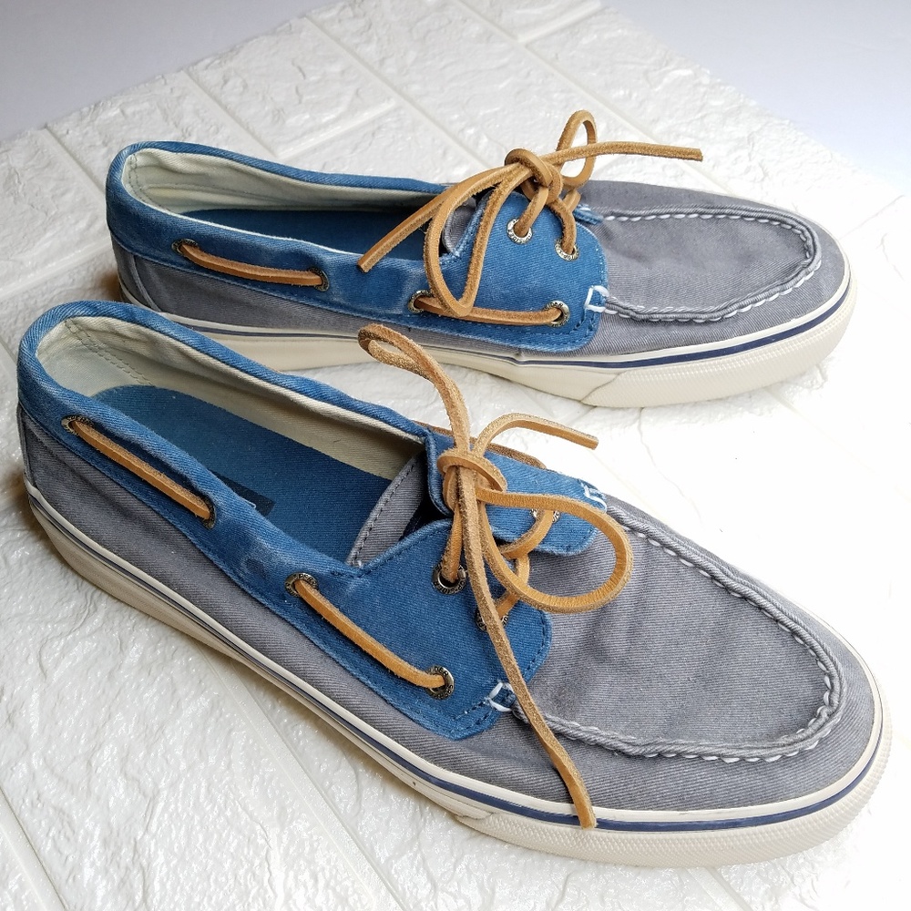 Sperry Canvas Top siders boat shoes blue & tan